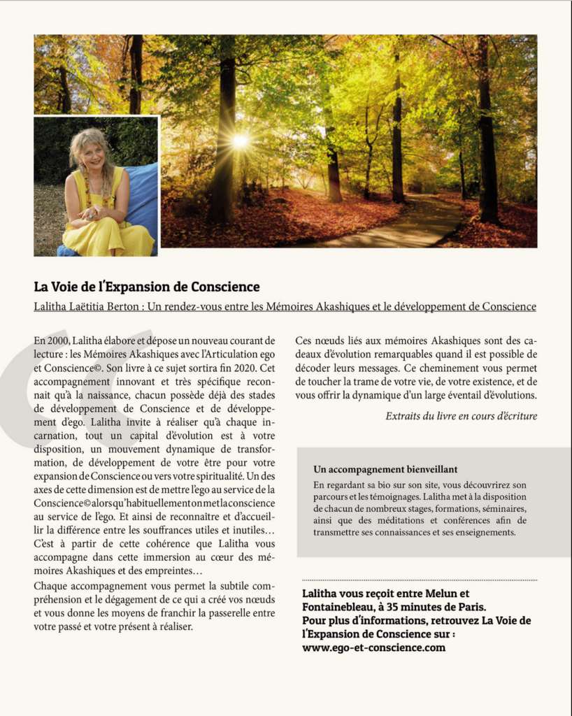 Lalitha Berton accompagne sur la Voie de la Shakti avec les annales akashiques et l'équilibre ego - Conscience (2)