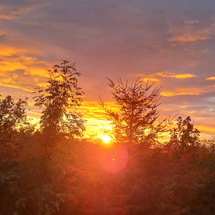 soleil couchant au Domaine de la Rivière